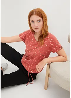 T-shirt imprimé avec ruban à nouer, bonprix