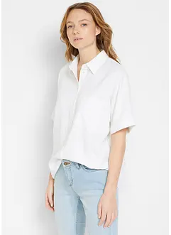 Chemisier manches coudes oversize en lin mélangé, bonprix