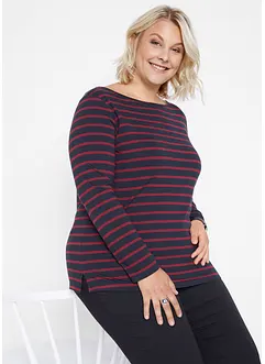 Lot de 2 T-shirts manches longues à encolure bateau, bonprix