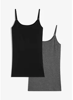 Lot de 2 tops à fines bretelles 100% coton, bonprix