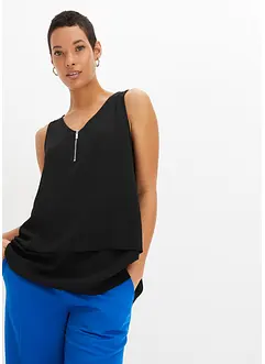 Top en viscose à encolure zippée, bonprix