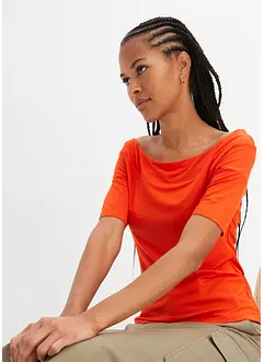 T-shirt encolure Bardot en viscose extensible, bonprix