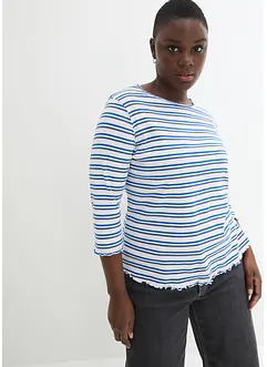T-shirt côtelé à bord ondulé, manches 3/4, bonprix