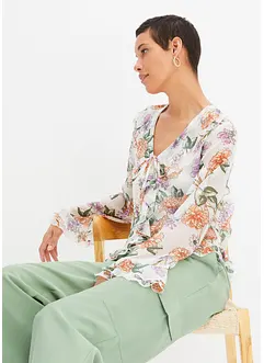 Blouse imprimée à volants, bonprix