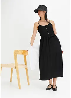 Robe midi en jersey à volants et patte de boutonnage décorative, bonprix