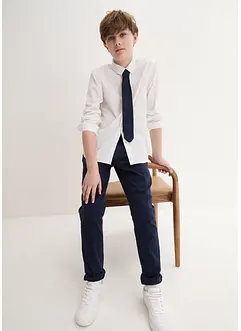 Pantalon chino, chemise manches longues et cravate (ens. 3 pces), bonprix