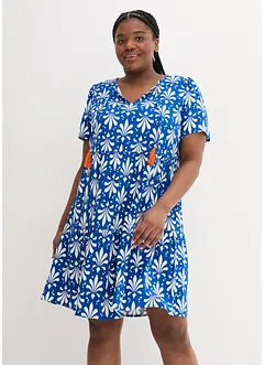 Robe-tunique en crêpe de viscose à volants et manches papillons, longueur genou, bonprix