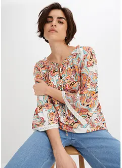 Blouse imprimée à dentelle, bonprix