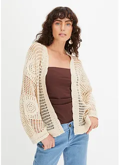 Gilet en maille, aspect crochet, bonprix