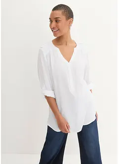 Blouse-tunique en viscose, col V et manches longues, bonprix