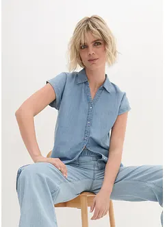 Blouse manches courtes avec lin, bonprix