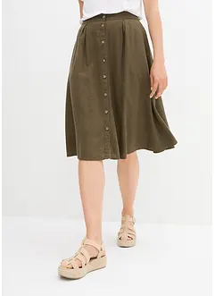 Jupe midi en lin majoritaire, bonprix