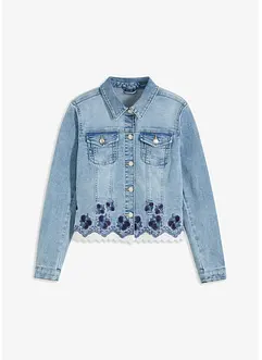 Veste en jean avec broderie et dentelle, bonprix