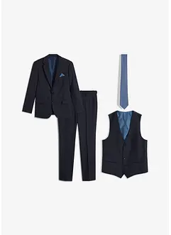 Costume slim 4 pièces avec gilet et cravate, bonprix