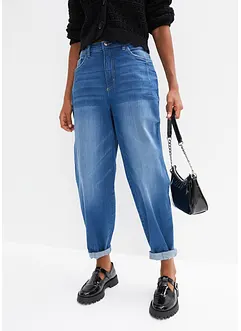 Jean barrel taille haute en coton, bonprix