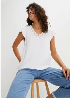 T-shirt à dentelle en viscose extensible, bonprix