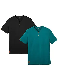 Lot de 2 T-shirts col tunisien 100 % coton, bonprix