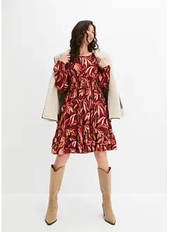 Robe en viscose tissée à ceinture smockée, longueur genou, bonprix