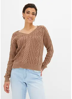 Pull en maille à motif torsadé, bonprix