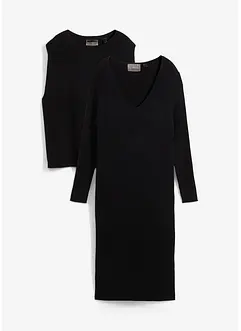 Robe en maille et pull sans manches (ens. 2 pces), bonprix