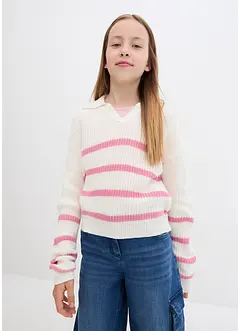 Pull en maille fille à col polo, bonprix