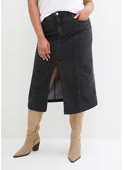 Jupe midi en jean avec fente, bonprix