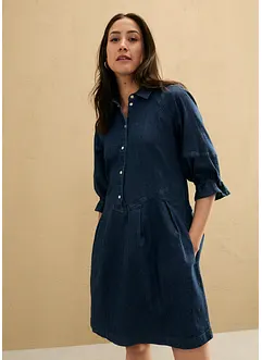 Robe courte et trapèze en jean, manches bouffantes 3/4, bonprix