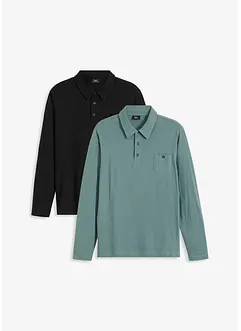 Lot de 2 polos à manches longues, bonprix