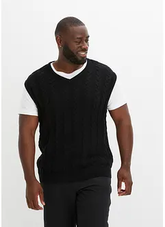 Pull coton sans manches en maille torsadée, bonprix