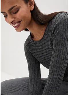 Pull côtelé en laine mérinos, bonprix