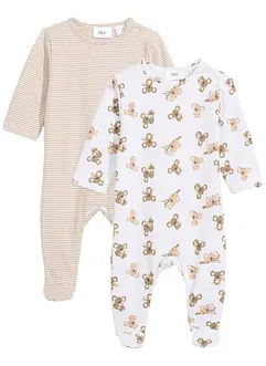 Lot de 2 combipyjamas bébé en coton, bonprix