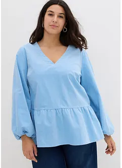 Tunique-blouse manches longues en velours côtelé avec basque, bonprix