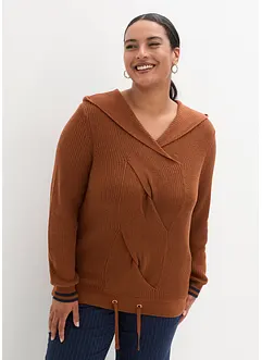 Pull à capuche avec motif torsadé raffiné, bonprix