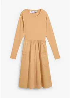 Robe en mélange de matières, longueur genou, bonprix