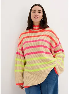 Pull oversize à rayures fluo, bonprix