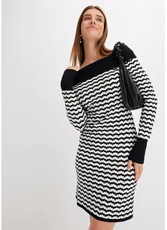 Robe en maille à encolure Bardot, bonprix