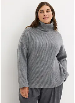 Pull col roulé en maille côtelée, bonprix