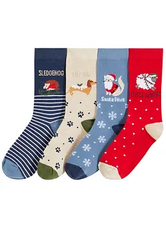 Lot de 4 paires de chaussettes avec ruban en satin, bonprix