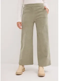 Pantalon large en velours côtelé à taille haute élastiquée, longueur cheville, bonprix