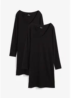 Lot de 2 robes en jersey à col en V, bonprix