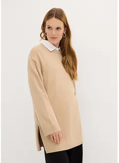 Pull long en fine maille fendu sur les côtés, bonprix