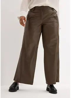 Pantalon large en cuir d'agneau nappa, bonprix