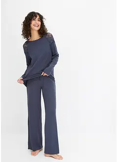 Pyjama avec jambe large et dentelle, bonprix