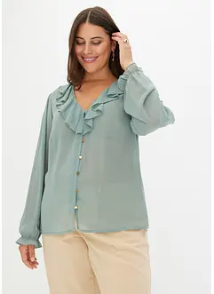 Blouse à volants et perles, bonprix