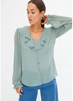 Blouse à volants et perles, bonprix