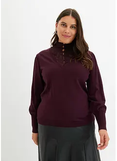 Pull rehaussé de dentelle, bonprix