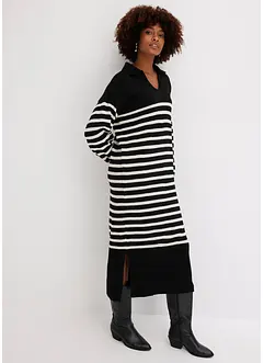 Robe en maille rayée oversize à col polo, bonprix