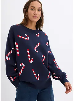 Pull de Noël à col rond, oversize, bonprix