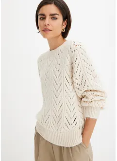 Pull douillet en maille ajourée, bonprix