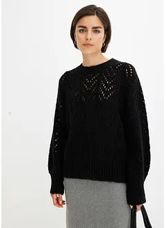 Pull douillet en maille ajourée, bonprix